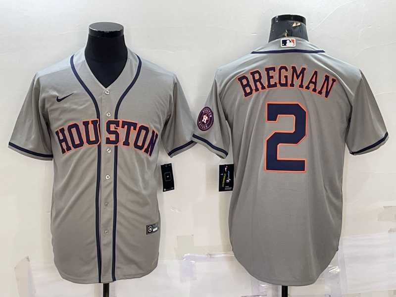 Men%27s Houston Astros #2 Alex Bregman Grey With Patch Stitched MLB Cool Base Nike Jersey->new york rangers->NHL Jersey